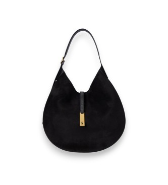 Polo Ralph Lauren Borsa a spalla Polo ID grande in camoscio nero
