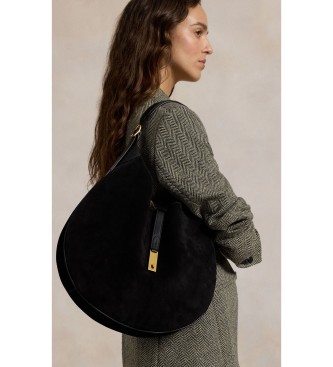 Polo Ralph Lauren Borsa a spalla Polo ID grande in camoscio nero