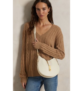 Polo Ralph Lauren Borsa a spalla Polo ID piccola in pelle bianco sporco