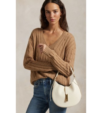 Polo Ralph Lauren Borsa a spalla Polo ID piccola in pelle bianco sporco