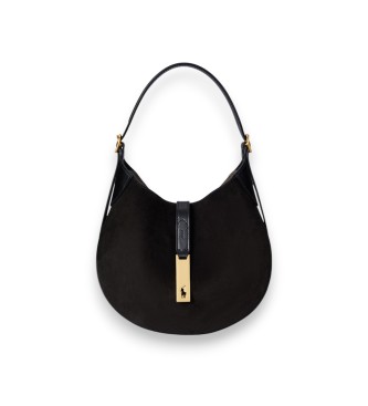 Polo Ralph Lauren Bolso de hombro Polo ID pequeño de ante negro