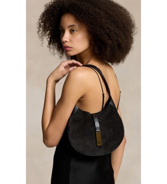 Polo Ralph Lauren Bolso de hombro Polo ID pequeño de ante negro
