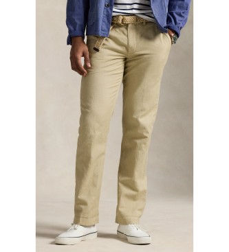 Polo Ralph Lauren Rechte beige broek van linnen en katoen