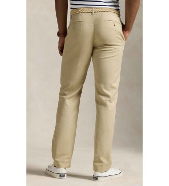 Polo Ralph Lauren Rechte beige broek van linnen en katoen