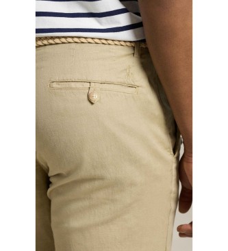 Polo Ralph Lauren Rechte beige broek van linnen en katoen