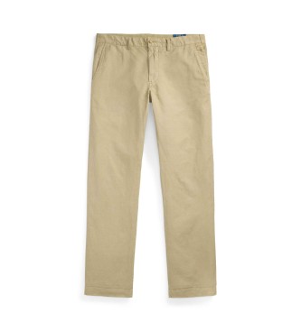 Polo Ralph Lauren Rechte beige broek van linnen en katoen