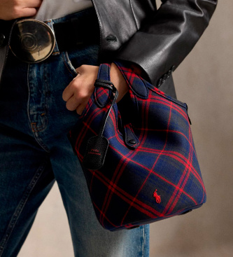 Polo Ralph Lauren Sac tote Polo Play à bandoulière à carreaux marine