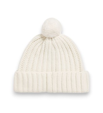 Polo Ralph Lauren Ribbed beanie with Polo Bear and cream white pom-pom