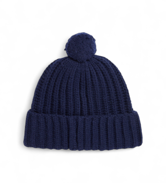 Polo Ralph Lauren Ribbed beanie with Polo Bear and navy pom-pom