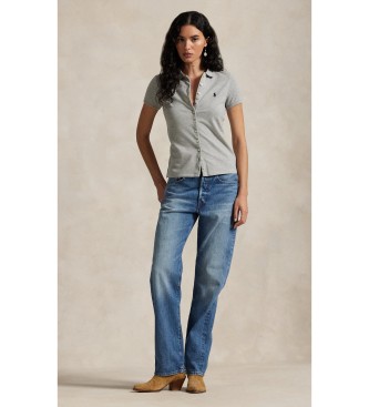 Polo Ralph Lauren Poloshirt met grijze knoopsluiting