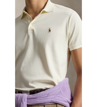 Polo Ralph Lauren Polo in morbido cotone Custom Slim Fit bianco sporco