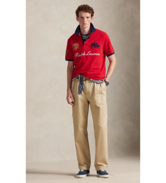 Polo Ralph Lauren Classic Fit rood piqu� poloshirt met badge