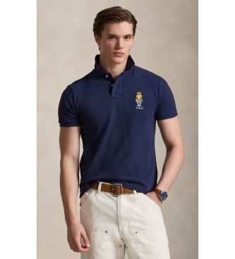 Polo Ralph Lauren Piqu� polo met Bear Custom Slim Navy Poloshirt