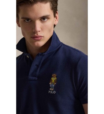 Polo Ralph Lauren Piqu� polo met Bear Custom Slim Navy Poloshirt