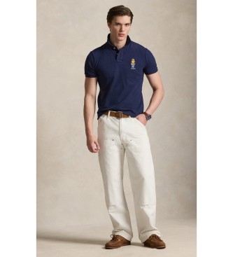 Polo Ralph Lauren Piqu� polo met Bear Custom Slim Navy Poloshirt