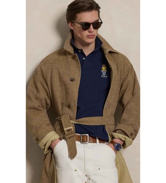 Polo Ralph Lauren Piqu� polo met Bear Custom Slim Navy Poloshirt