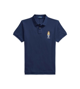 Polo Ralph Lauren Piqu� polo met Bear Custom Slim Navy Poloshirt