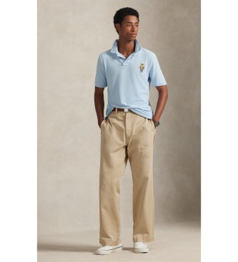 Polo Ralph Lauren Bear Custom Slim Pique Polo Bear Custom Slim Polo Blauw