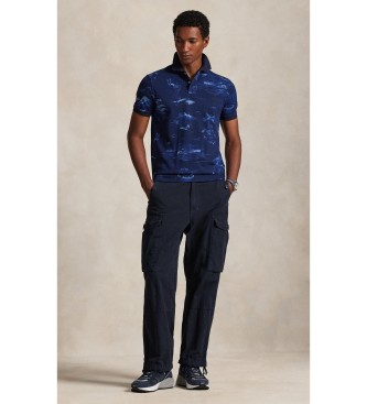 Polo Ralph Lauren Piqu� polo met Bear Custom Slim Navy Poloshirt