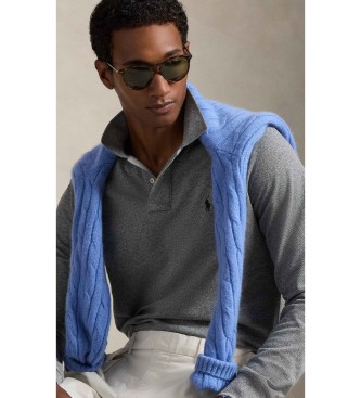 Polo Ralph Lauren Custom Slim Fit piqu� polo grijs