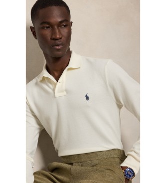 Polo Ralph Lauren Polo in piqué Custom Slim Fit bianco sporco