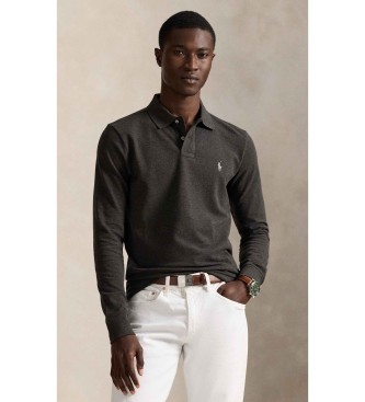 Polo Ralph Lauren Custom Slim Fit piqu� polo donkergrijs