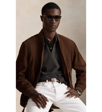 Polo Ralph Lauren Custom Slim Fit piqu� polo donkergrijs