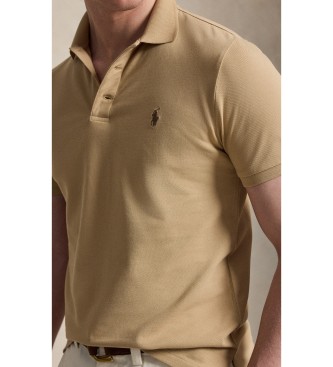 Polo Ralph Lauren Polo in piqué elasticizzato Custom Slim Fit beige