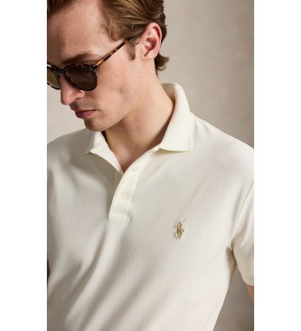 Polo Ralph Lauren Polo in piqué elasticizzato Custom Slim Fit bianco crema