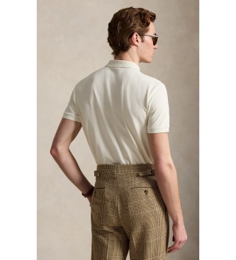Polo Ralph Lauren Polo in piqué elasticizzato Custom Slim Fit bianco crema