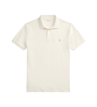 Polo Ralph Lauren Polo in piqué elasticizzato Custom Slim Fit bianco crema