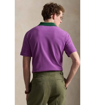 Polo Ralph Lauren Classic Fit fliederfarbenes bedrucktes Pique-Poloshirt