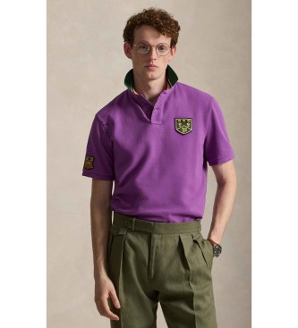 Polo Ralph Lauren Classic Fit fliederfarbenes bedrucktes Pique-Poloshirt