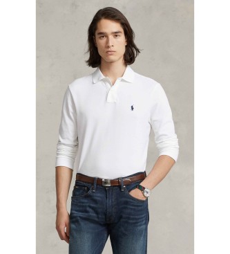 Polo Ralph Lauren Witte Slim Fit piqu� polo met lange mouwen, wit