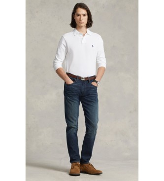 Polo Ralph Lauren Witte Slim Fit piqu� polo met lange mouwen, wit