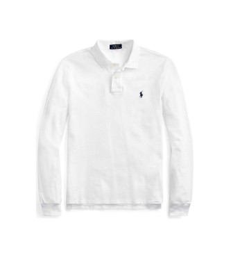 Polo Ralph Lauren Witte Slim Fit piqu� polo met lange mouwen, wit
