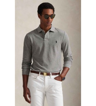 Polo Ralph Lauren Slim fit piqu� poloshirt lange mouw grijs