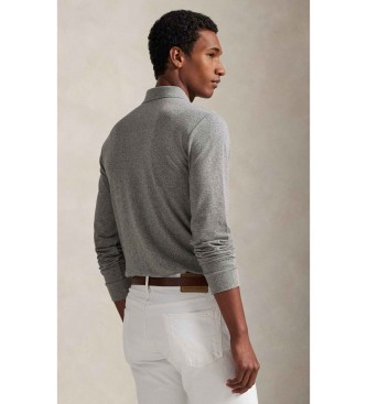 Polo Ralph Lauren Slim fit piqu� poloshirt lange mouw grijs