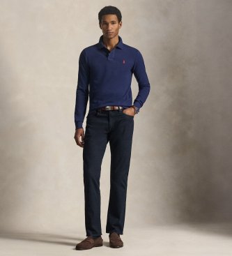 Polo Ralph Lauren Slim fit long sleeve pique polo shirt navy