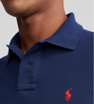 Polo Ralph Lauren Slim fit long sleeve pique polo shirt navy