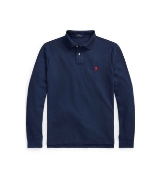 Polo Ralph Lauren Slim fit long sleeve pique polo shirt navy