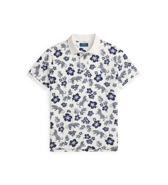 Polo Ralph Lauren Tropical pique polo shirt Custom Slim Fit white