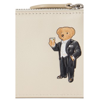 Polo Ralph Lauren Kortholder i læder med Polo Bear i råhvid