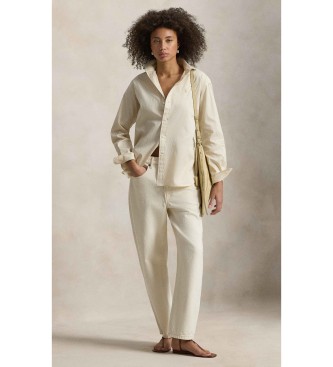 Polo Ralph Lauren Relaxed Fit beigefarbenes Baumwollhemd mit Streifen