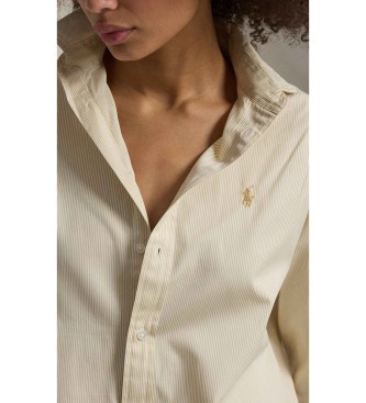 Polo Ralph Lauren Relaxed Fit beigefarbenes Baumwollhemd mit Streifen