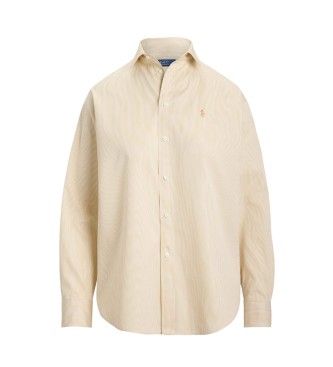 Polo Ralph Lauren Relaxed Fit beigefarbenes Baumwollhemd mit Streifen