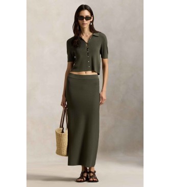 Polo Ralph Lauren Falda midi de punto de canal� verde