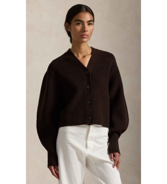 Polo Ralph Lauren Gerippte Strickjacke aus Wollmischung braun