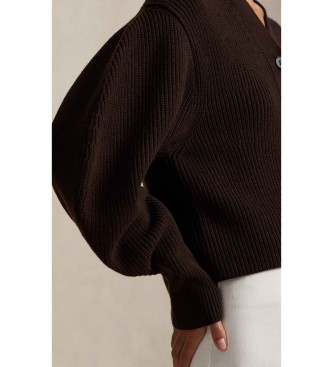 Polo Ralph Lauren Gerippte Strickjacke aus Wollmischung braun