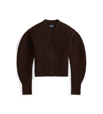Polo Ralph Lauren Gerippte Strickjacke aus Wollmischung braun